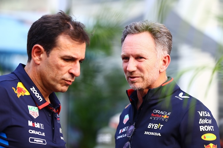 Pierre Waché (l.) mit Red Bull Racing-Teamchef Christian Horner