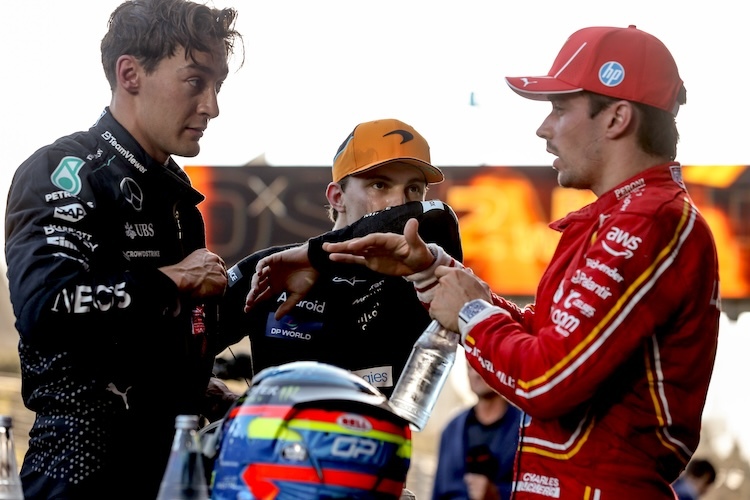 George Russell, Oscar Piastri und Charles Leclerc