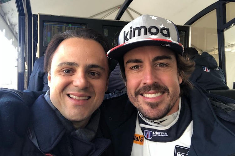 Felipe Massa liess es sich nicht nehmen, Fernando Alonso in Daytona zu besuchen