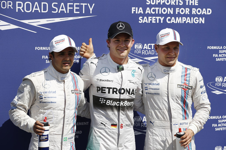 Felipe Massa, Nico Rosberg und Valtteri Bottas