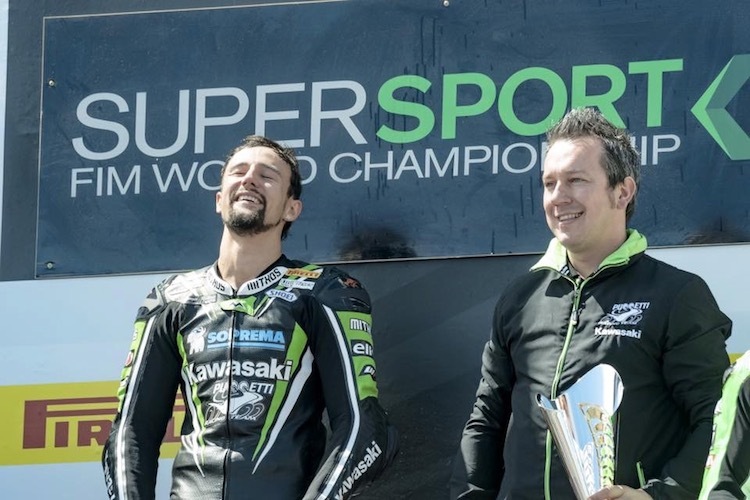 Manuel Puccetti (re) mit seinem Superbike-Piloten Randy Krummenacher