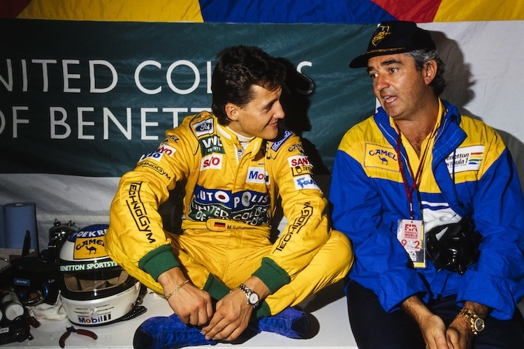 Michael Schumacher und Flavio Briatore 1992 in Japan