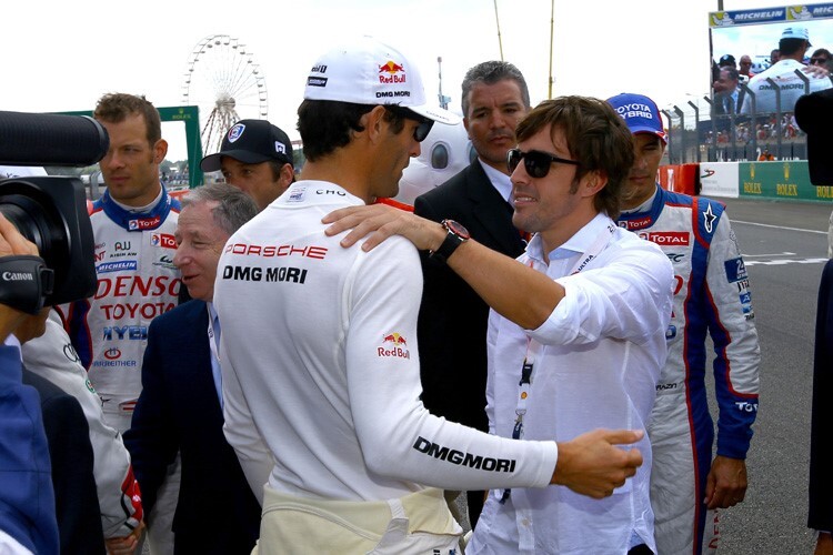 Mark Webber 2014 in Le Mans mit Fernando Alonso (damals noch Ferrari-Fahrer)