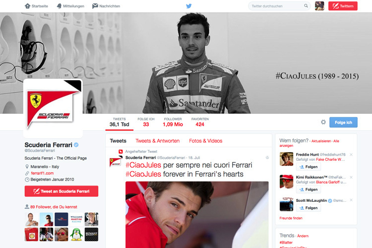 Ferrari hat auf Twitter eine Fan-Aktion gestartet