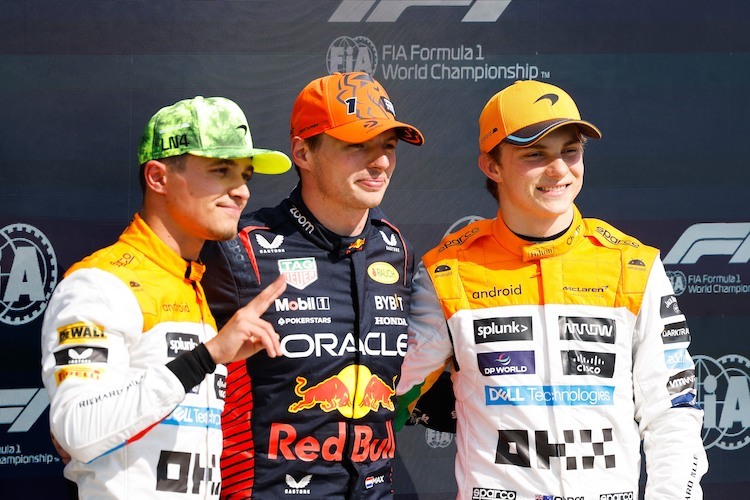 Lando Norris, Max Verstappen und Oscar Piastri