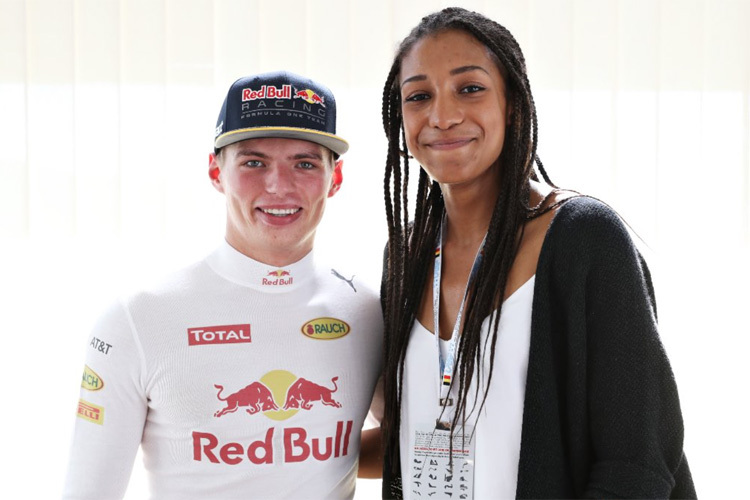 Max Verstappen mit Red Bull Racing-Stargast Nafissatou Thiam, die in Rio im Siebenkampf die Goldmedaille gewann
