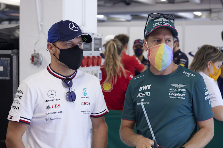 Valtteri Bottas und Sebastian Vettel 2021 in Ungarn