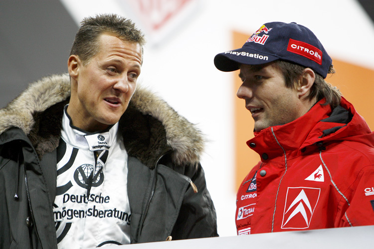 Michael Schumacher (li.) mit Rallye-Star Loeb