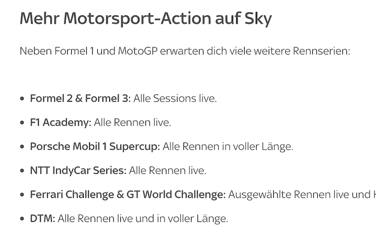 Screenshot von der SKY-Website