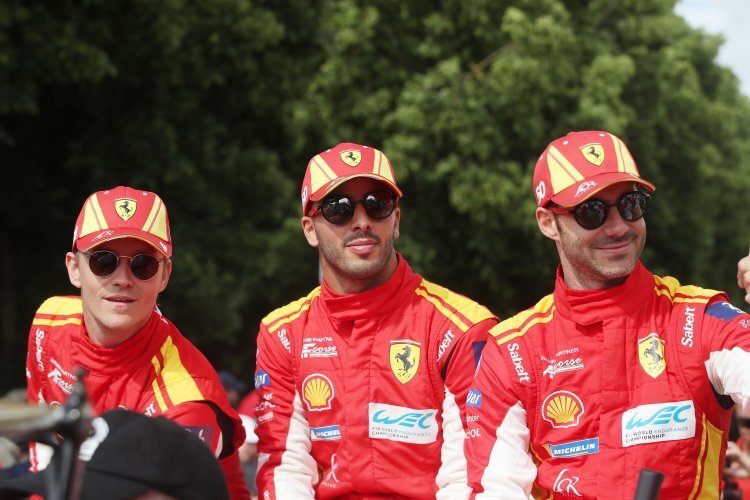 Le Mans-Sieger 2024: (v.li.) Nicklas Nielsen, Antonio Fuoco und Miguel Molina