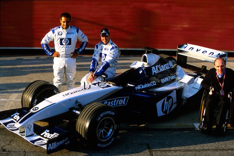 Juan Pablo Montoya, Ralf Schumacher und Frank Williams 2003