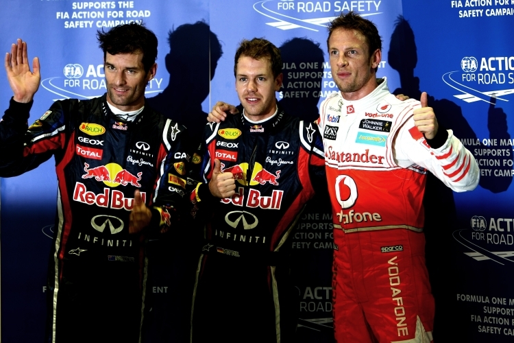 Mark Webber, Sebastian Vettel & Jenson Button
