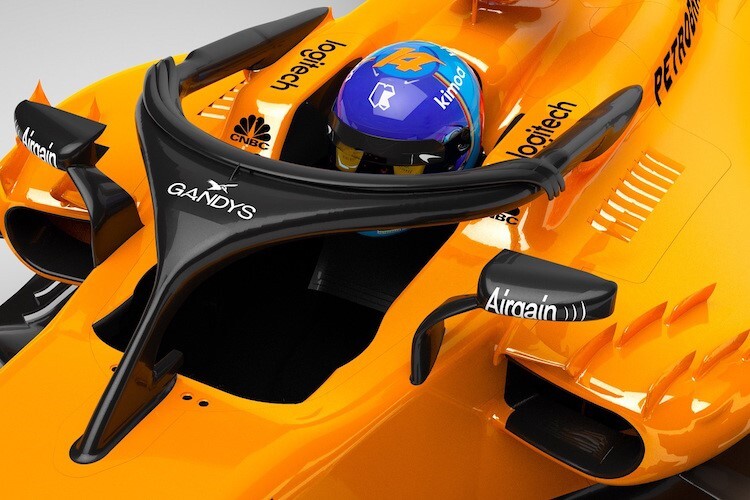 Werbung für den Flip-Flop auf dem McLaren-Halo
