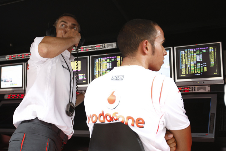 McLaren-Teamchef Martin Whitmarsh und Lewis Hamilton