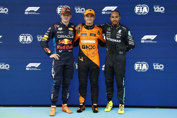 Max Verstappen, Lando Norris & Sir Lewis Hamilton
