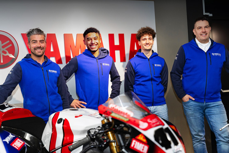 Frank Brouwer, Dylan Czarkowski, Jan Mohr und Yamaha-Mann Mario Janssen