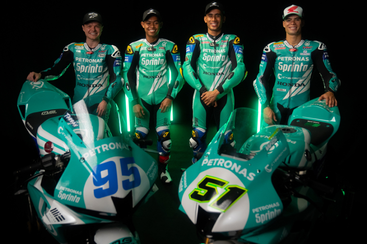 Das Petronas MIE Honda Team (v.l.n.r.): Tarran Mackenzie, Adam Norrodin, Hafizh Syahrin und Eric Granado