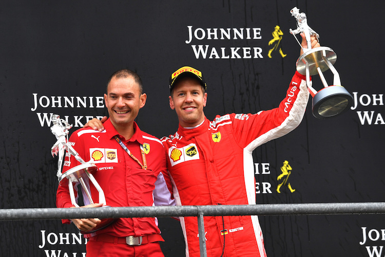 David Sanchez mit Sebastian Vettel 2018 in Belgien