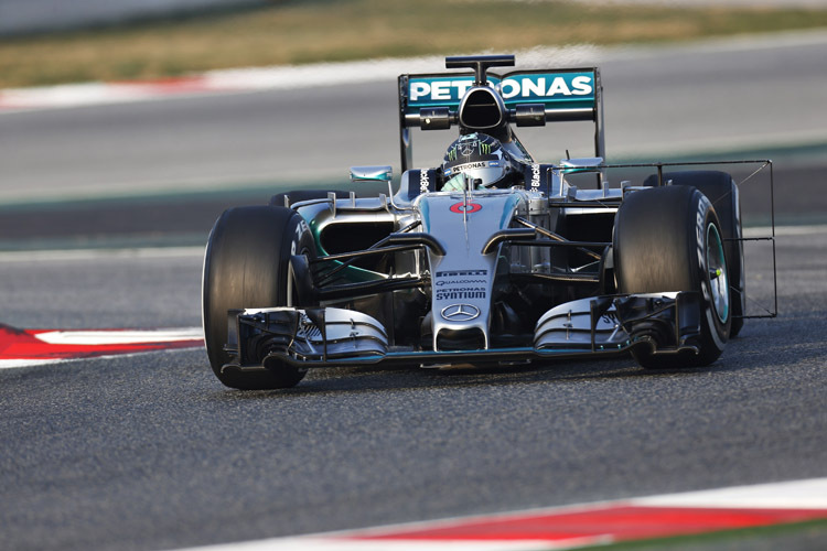 Nico Rosberg ist im W06 der bisher fleissigste Pilot am zweiten Testtag in Barcelona