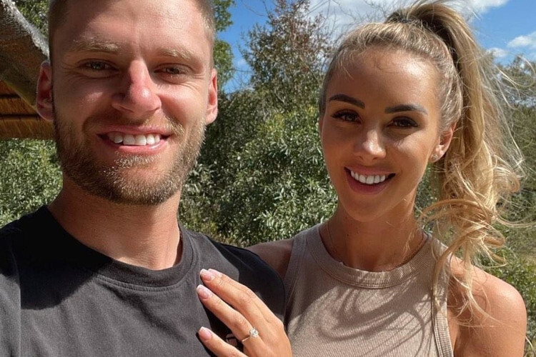Brad Binder and his Courtney with an engagement ring