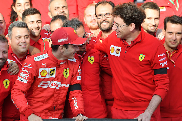 Mattia Binotto mit Schützling Charles Leclerc