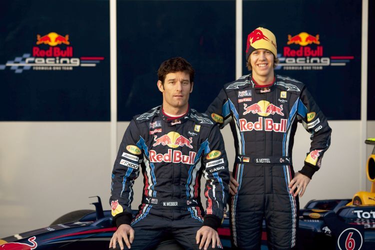 Sebastian Vettel (rechts) mit Teampartner Mark Webber
