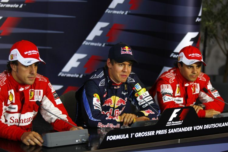 Pressekonferenz Sebastian Vettel, Felippe Massa und Fernando Alonso