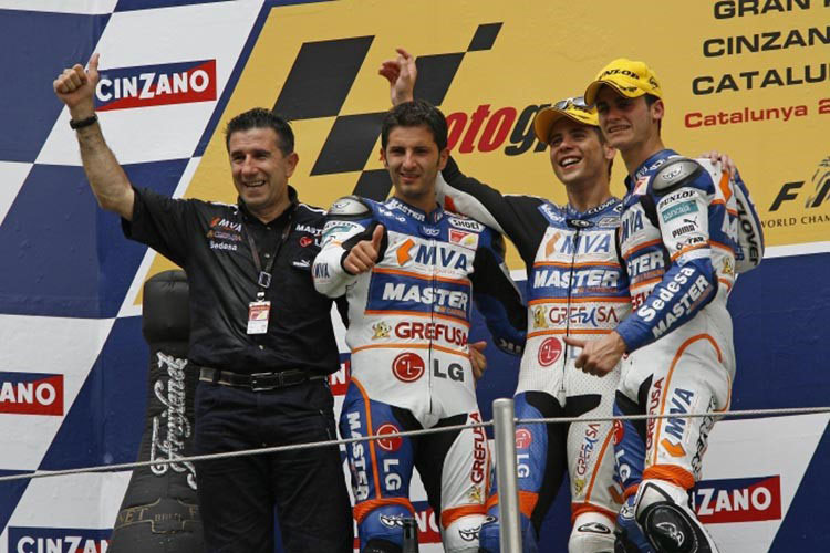 Barcelona 2006: Jorge «Aspar» Martinez mit Héctor Faubel, Álvaro Bautista und Sergio Gadea 