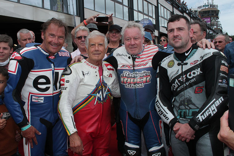 Die Asse in Spa: Didier de Radigues, Agostini, Gardner und Michael Dunlop