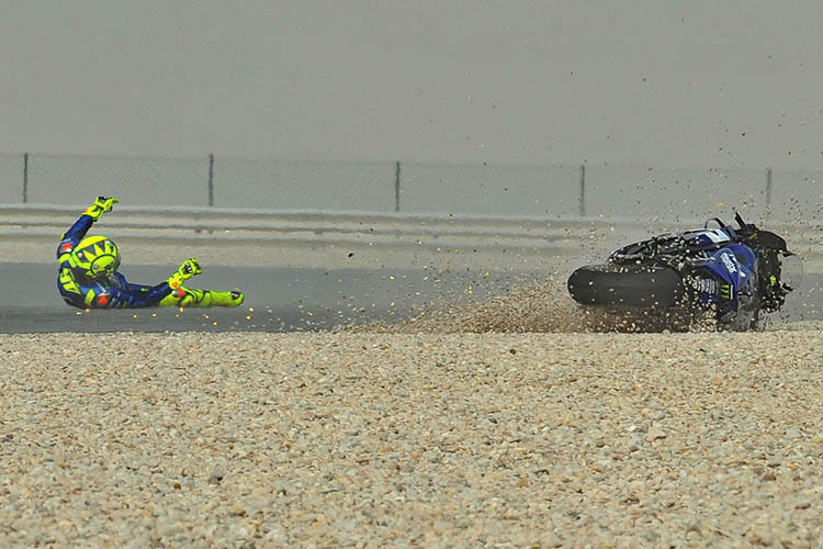 Rossi blieb beim Crash unverletzt