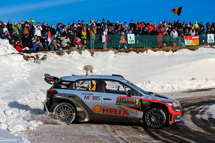 Thierry Neuville holte die erste Bestzeit für den neuen Hyundai i20 WRC