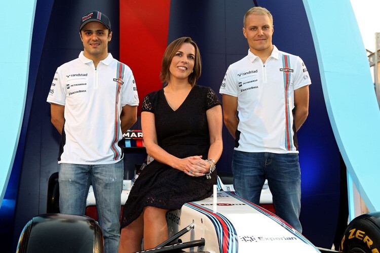 Claire Williams mit ihren Piloten Felipe Massa und Valtteri Bottas