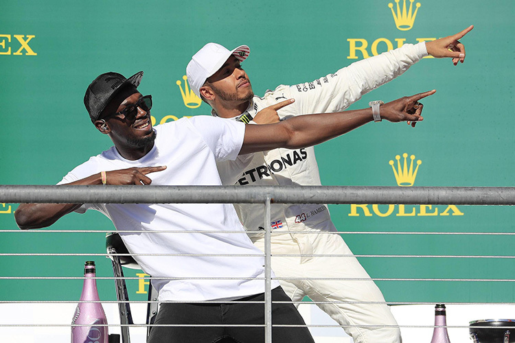 Usain Bolt und Lewis Hamilton 2017