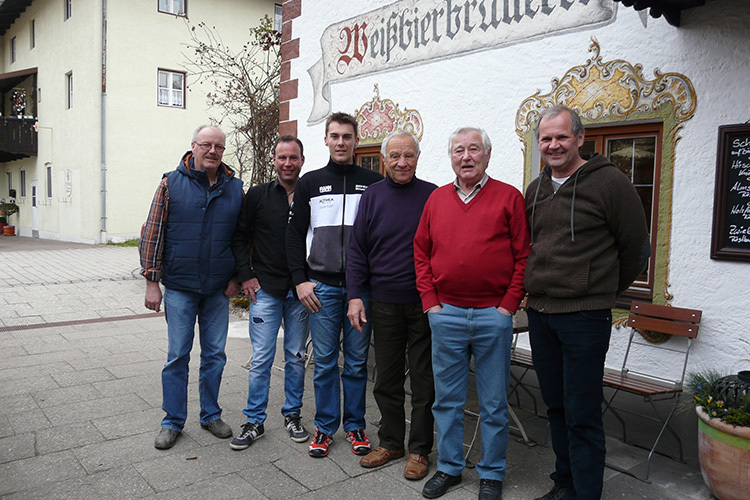 Treffen mit SPEEDWEEK.com: Thomas Reiterberger, Markus Ober, Markus Reiterberger, Sepp Huber, Fred Huber und Adi Stadler (von links)