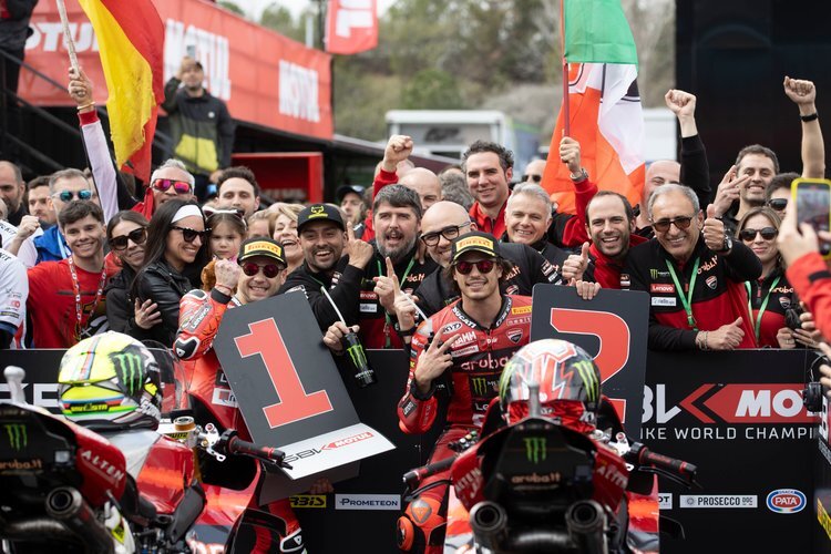 Die Ducati-Werkspiloten Alvaro Bautista und Nicolo Bulega