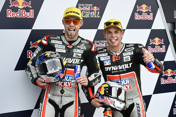 2016 waren Jonas Folger (li.) und Sandro Cortese in der Moto2-WM Teamkollegen