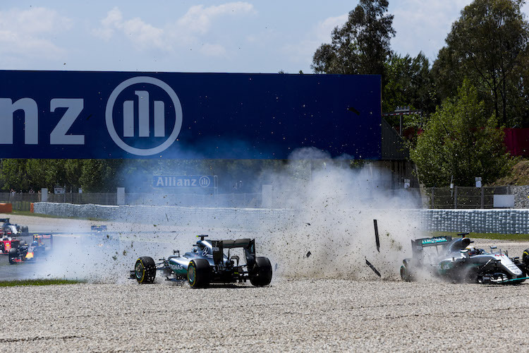So endete das 2016 in Barcelona zwischen Nico Rosberg und Lewis Hamilton