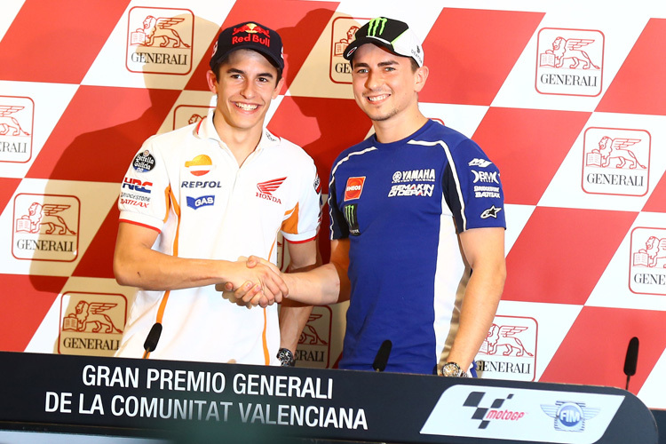 Zwei wahre MotoGP-Könner: Marc Márquez (li.) und Jorge Lorenzo