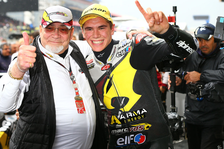 Marc van der Straten (VDS) 2013 mit Moto2-Fahrer Scott Redding