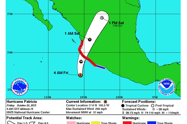 So wird Hurrikan Patricia in Mexiko auf Land treffen