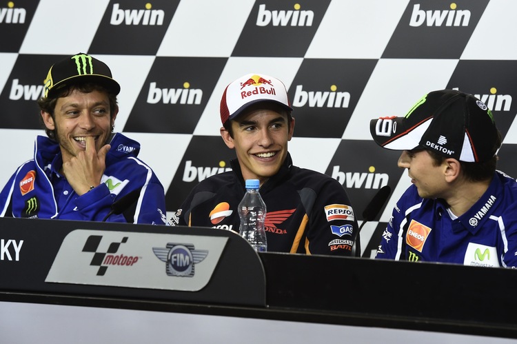 Valentino Rossi, Marc Márquez und Jorge Lorenzo hatten Spaß bei der Pressekonferenz