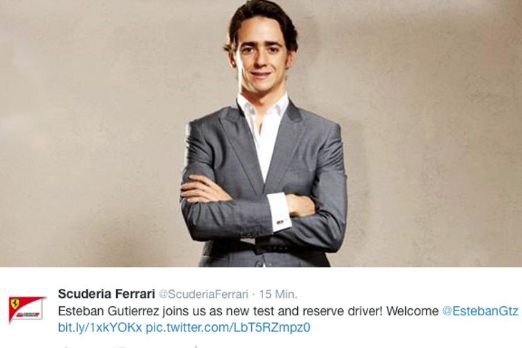Ferrari gibt bekannt: Esteban Gutiérrez kommt an Bord