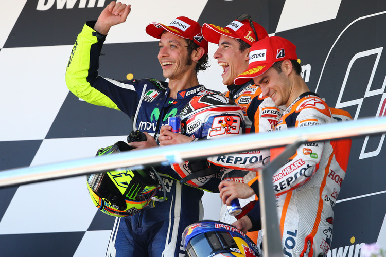 Jerez-Podest: Rossi, Sieger Márquez und Pedrosa