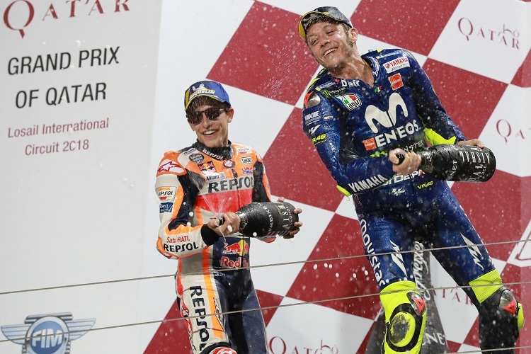 Stammgäste auf dem MotoGP-Podium: Marc Márquez und Valentino Rossi