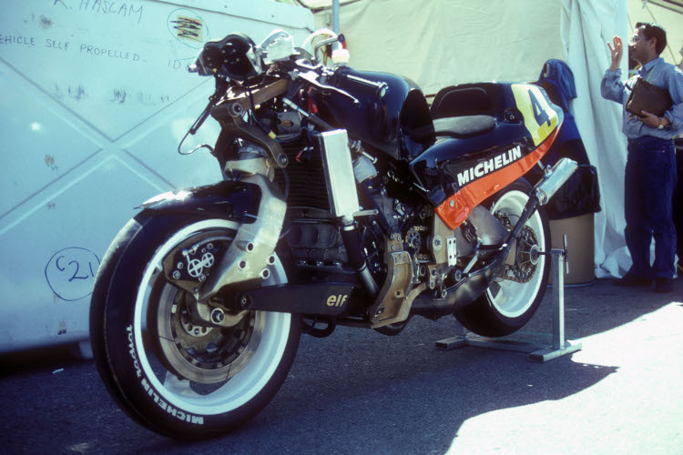Laguna-Seca-GP 1988: Die elf-500 mit V4-Motor von Ron Haslam 