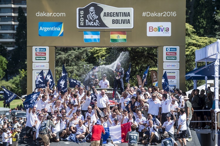 Die Sieger der 38. Rallye Dakar: Stéphane Peterhansel/Jean-Paul Cottret