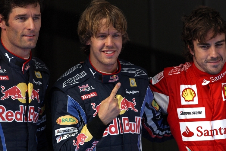 Webber, Vettel und Alonso