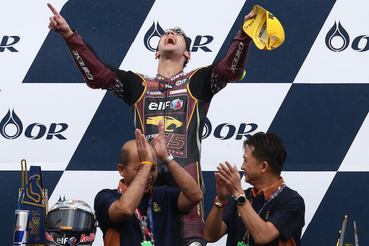 Tony Arbolino feiert seinen zweiten Moto2-Sieg