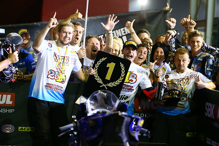 2018 wurde Kallio Yamaha mit Sandro Cortese (Mitte) Supersport-Weltmeister
