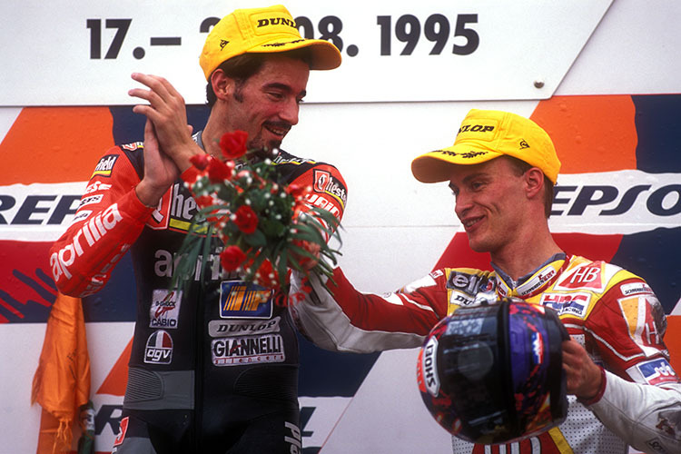 Max Biaggi 1995 mit Ralf Waldmann